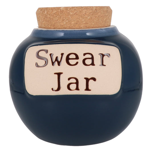 Cottage Creek Swear Jar, Cuss Word Piggy Bank, Ceramic 6", Blue