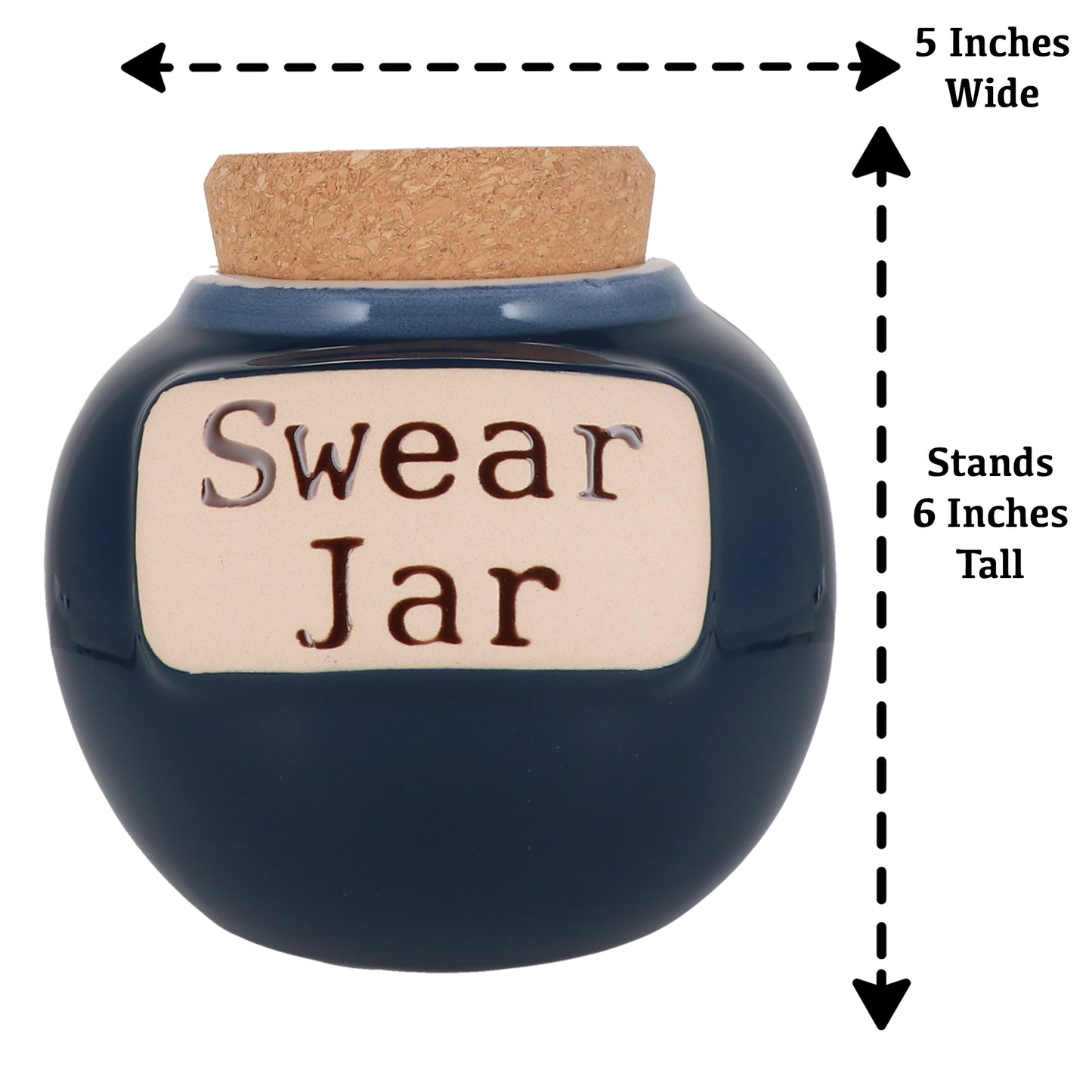Cottage Creek Swear Jar, Cuss Word Piggy Bank, Ceramic 6", Blue