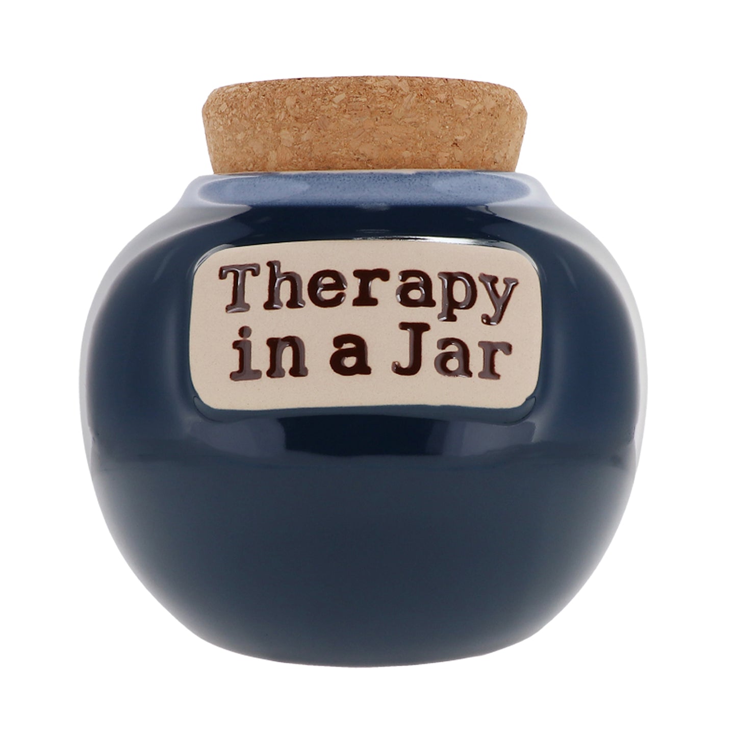 Cottage Creek Therapy in A Jar Piggy Bank, Ceramic, 6", Dark Blue Feelings Jar