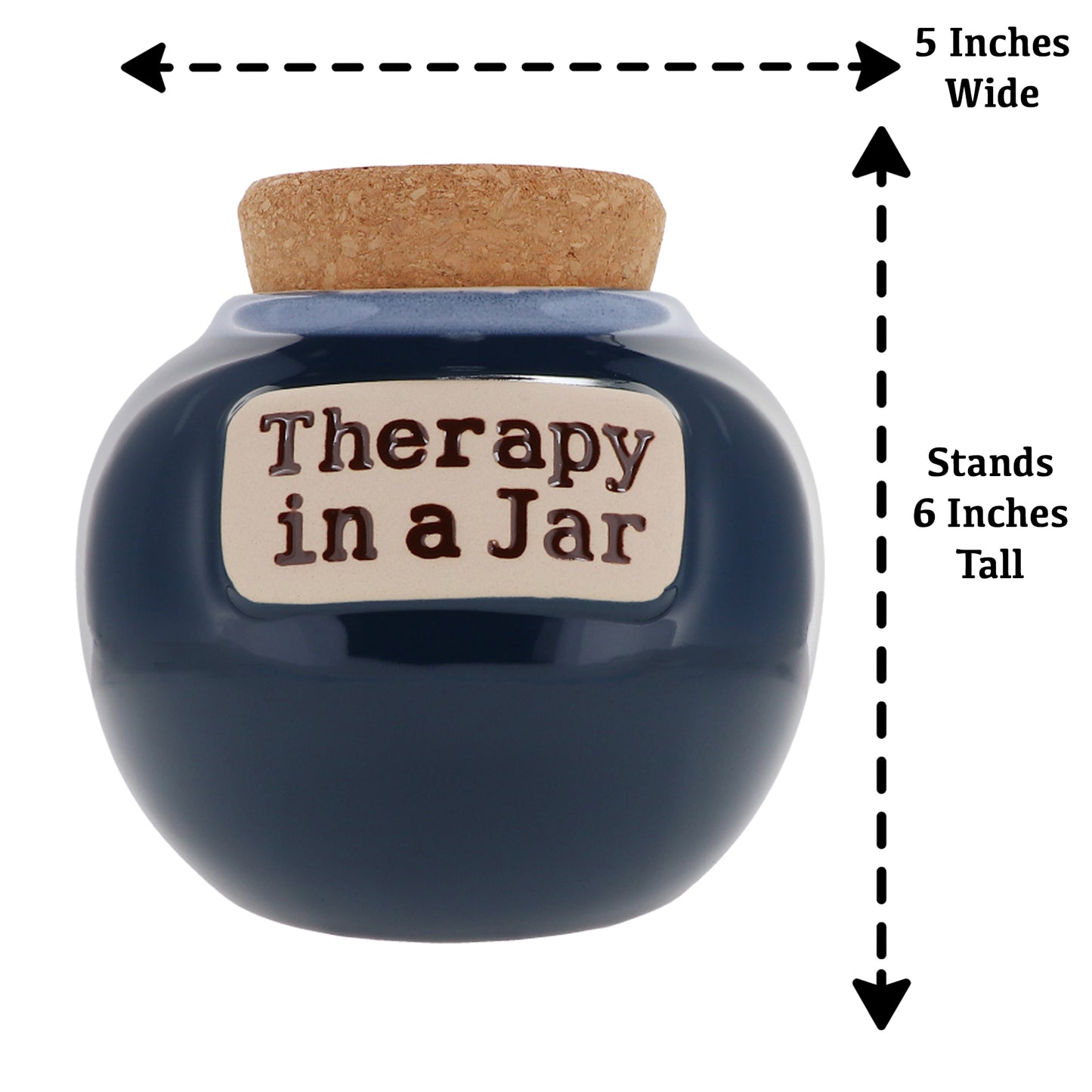 Cottage Creek Therapy in A Jar Piggy Bank, Ceramic, 6", Dark Blue Feelings Jar