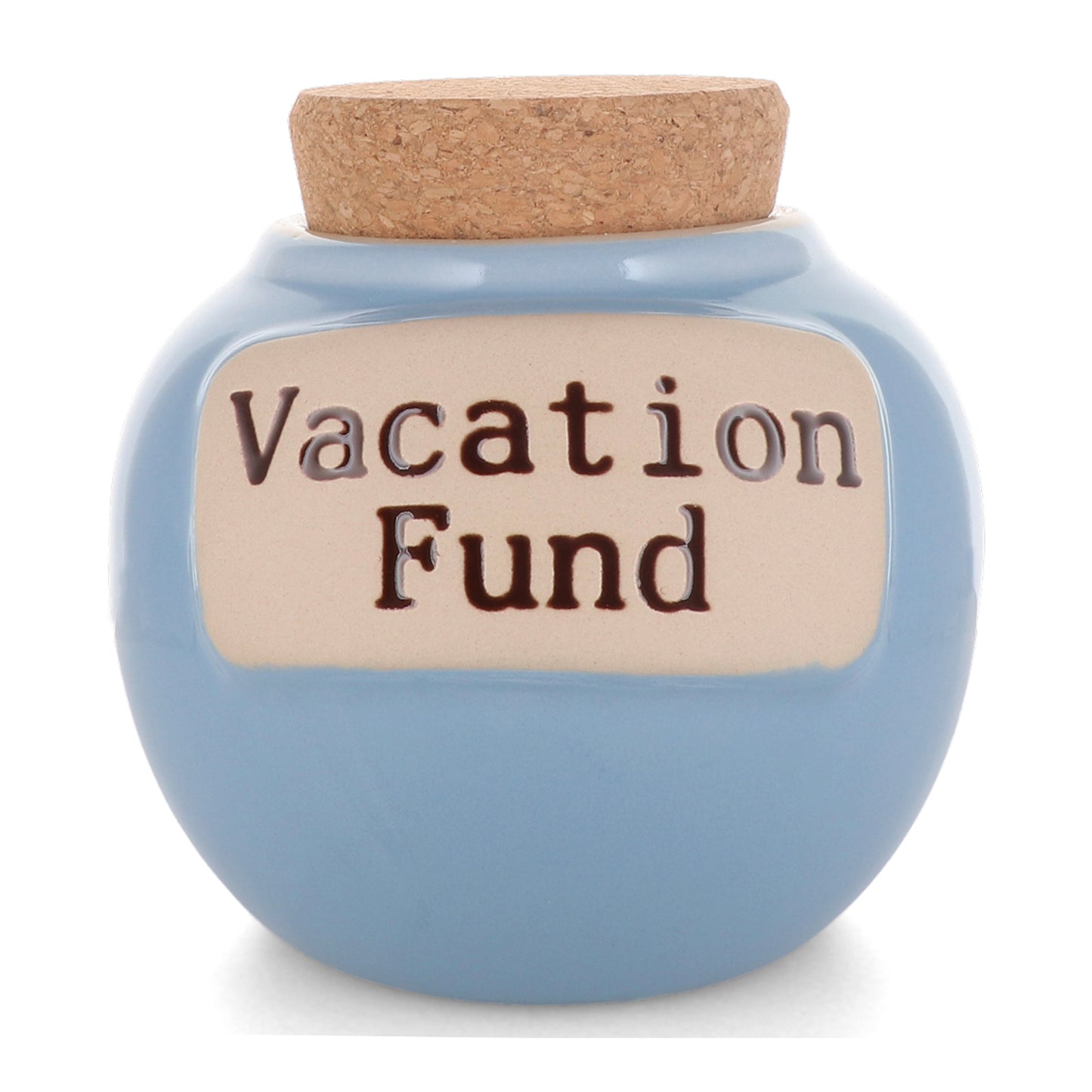 Cottage Creek Vacation Fund Piggy Bank, Our Adventure Ceramic, 6", Light Blue Travel Savings Bank, Candy Jar