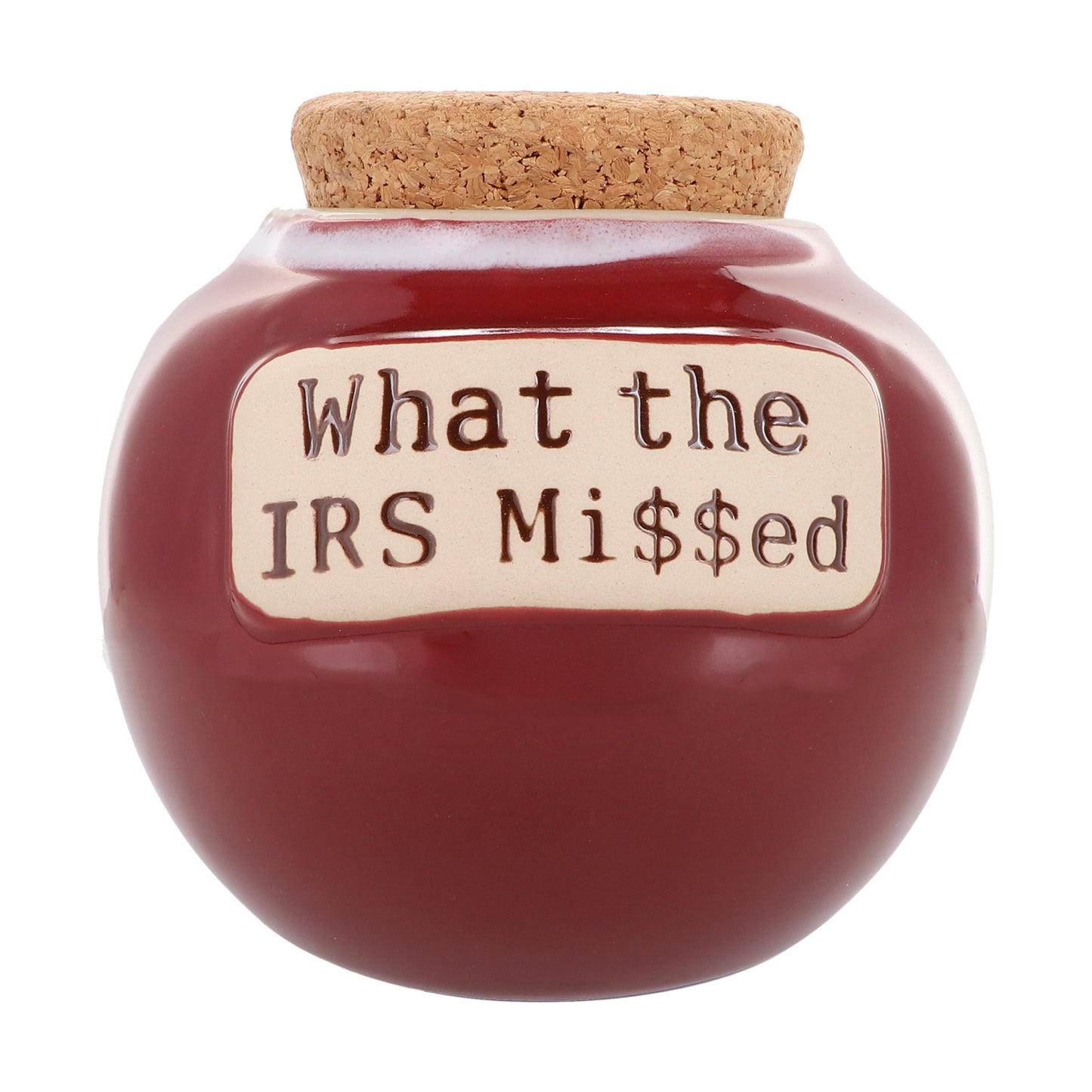 Cottage Creek What the IRS Mi$$ed Piggy Bank, Ceramic, 6" Red Office Candy Jar