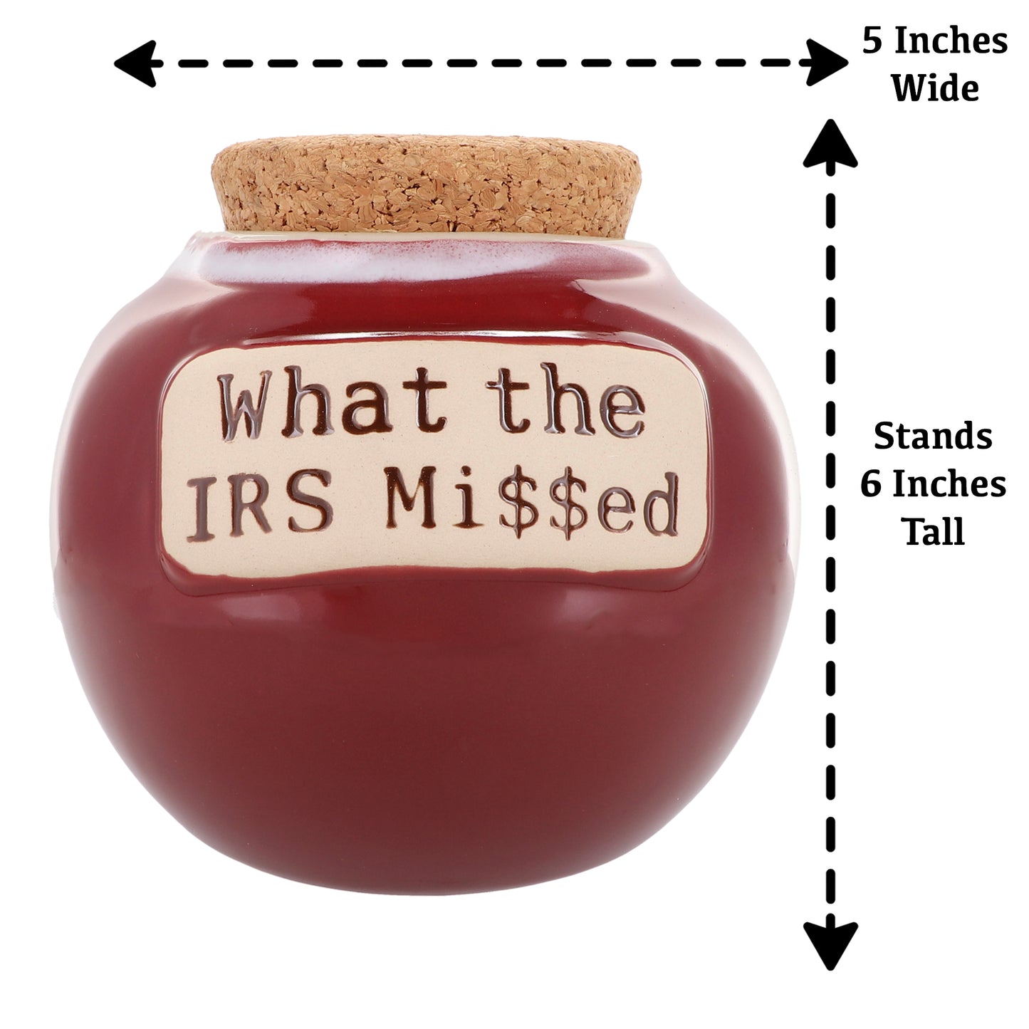 Cottage Creek What the IRS Mi$$ed Piggy Bank, Ceramic, 6" Red Office Candy Jar