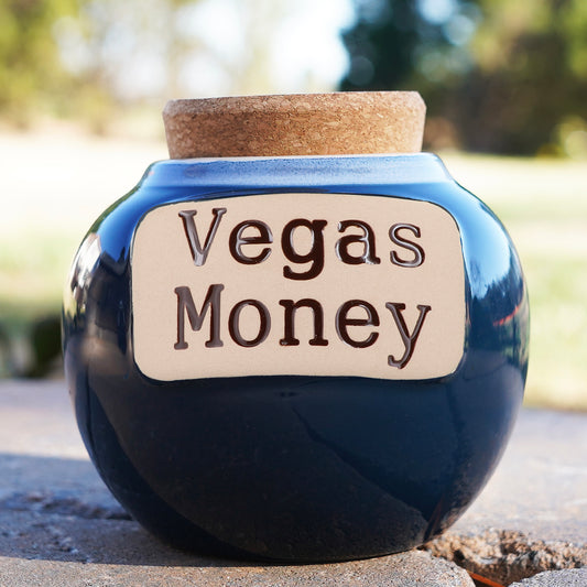 Cottage Creek Vegas Money Piggy Bank, Ceramic, 6", Multicolored Las Vegas Candy Jar