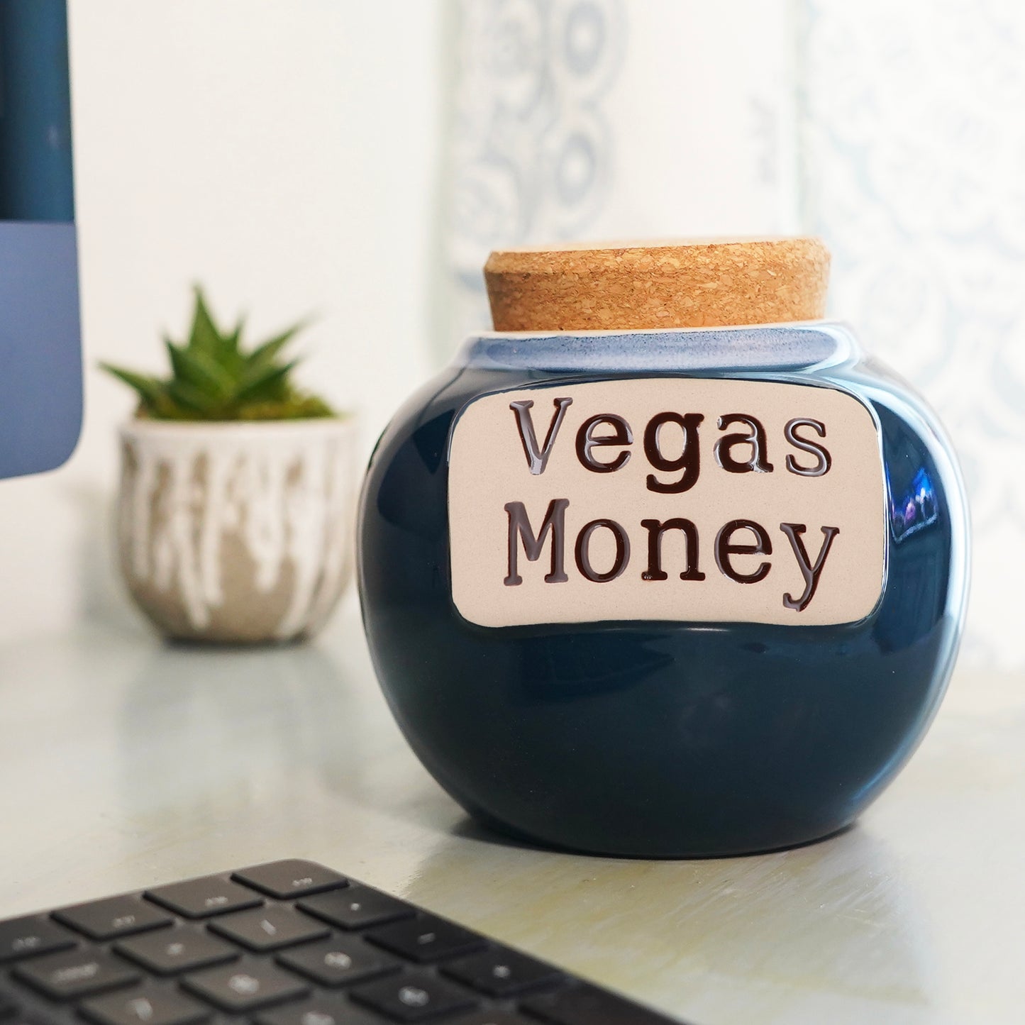 Cottage Creek Vegas Money Piggy Bank, Ceramic, 6", Multicolored Las Vegas Candy Jar