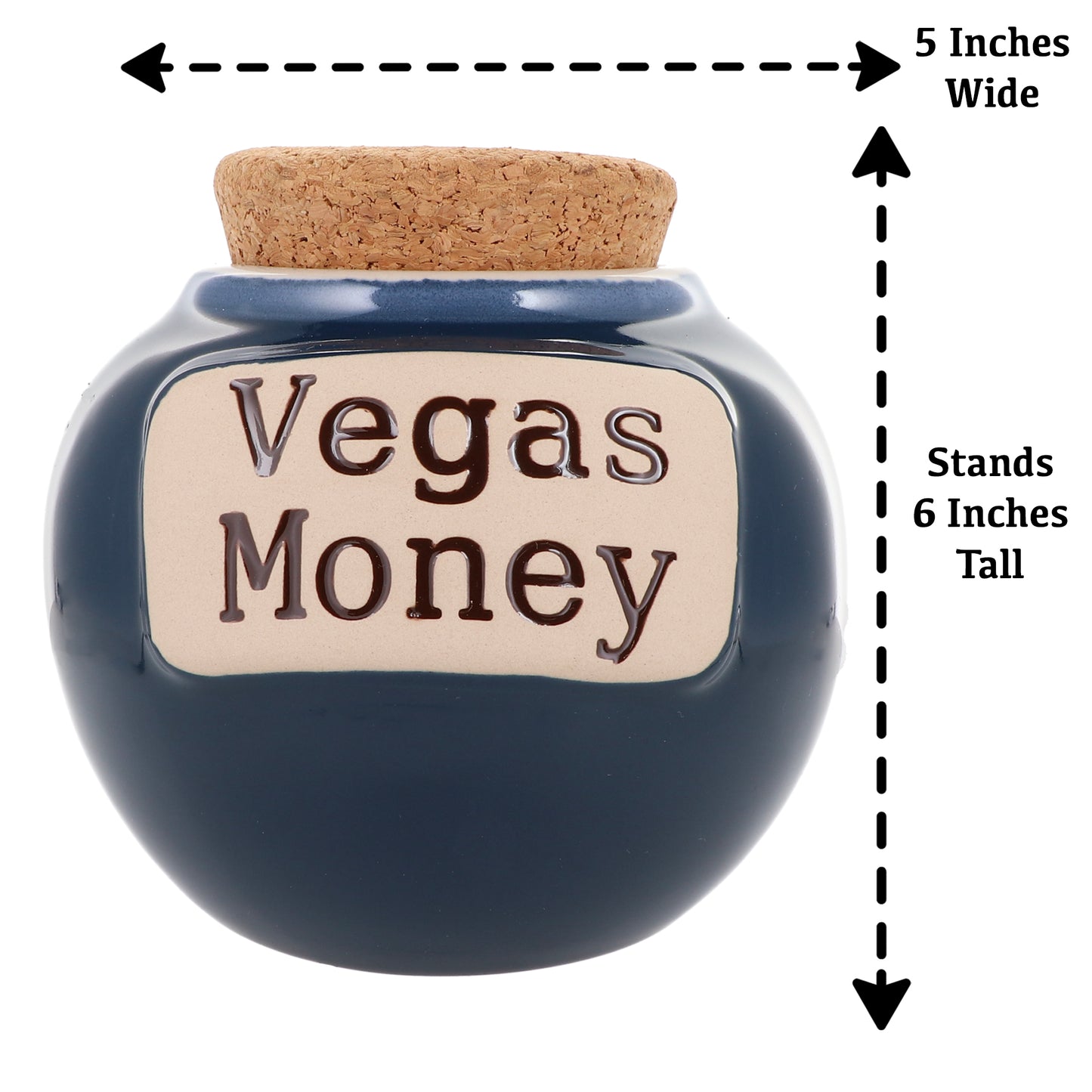 Cottage Creek Vegas Money Piggy Bank, Ceramic, 6", Multicolored Las Vegas Candy Jar