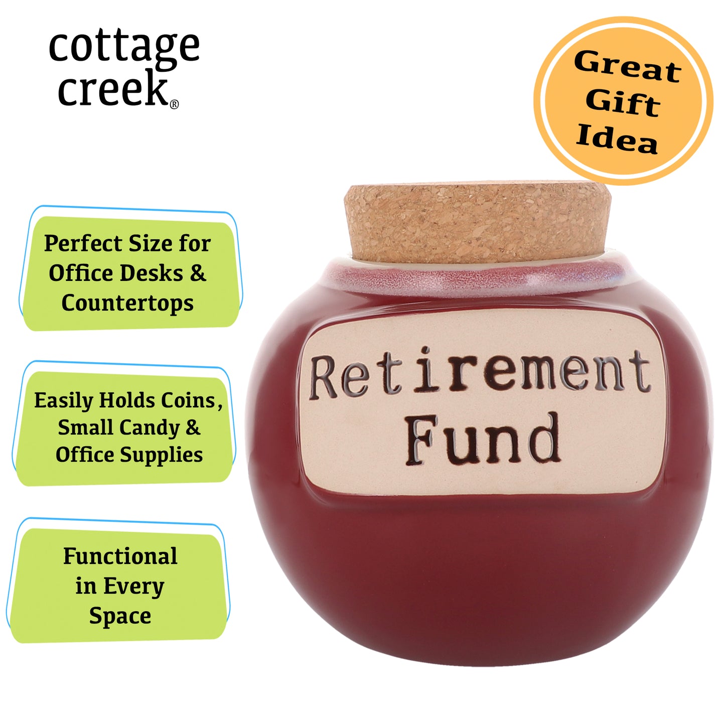 Cottage Creek Retirement Fund Jar | Retirement Gifts | Retirement Piggy Bank