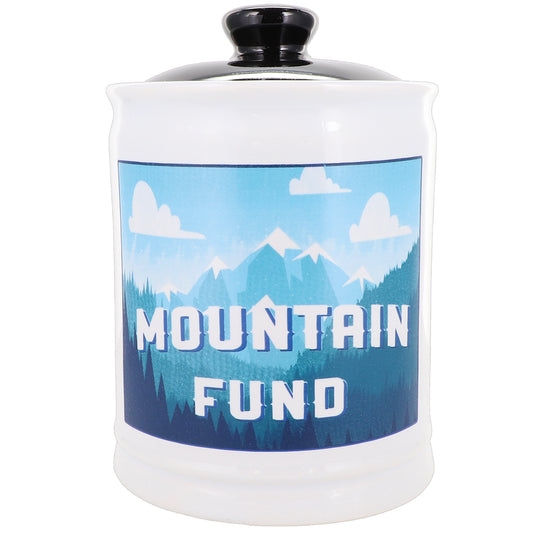 Cottage Creek Mountain Fund Piggy Bank, Ceramic, 6", Multicolored Mountain Adventure Money Jar