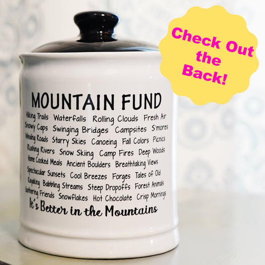 Cottage Creek Mountain Fund Piggy Bank, Ceramic, 6", Multicolored Mountain Adventure Money Jar