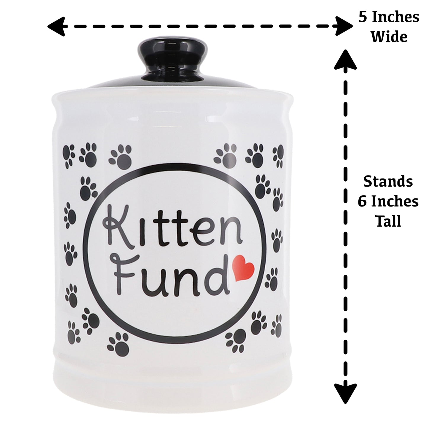 Cottage Creek Kitten Fund Piggy Bank, Ceramic, 6", Multicolored Cat Candy Jar