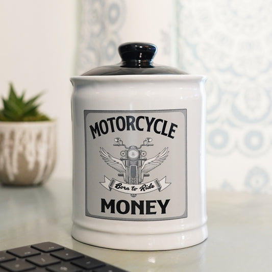 Cottage Creek Jars | Motorcycle Money Ceramic Bank, Motorcycle Piggy Bank for Men - Unique Car Accessories & Birthday Gifts for Women, Men | Home Decor Coin Jar, Candy Jar | Biker Gifts