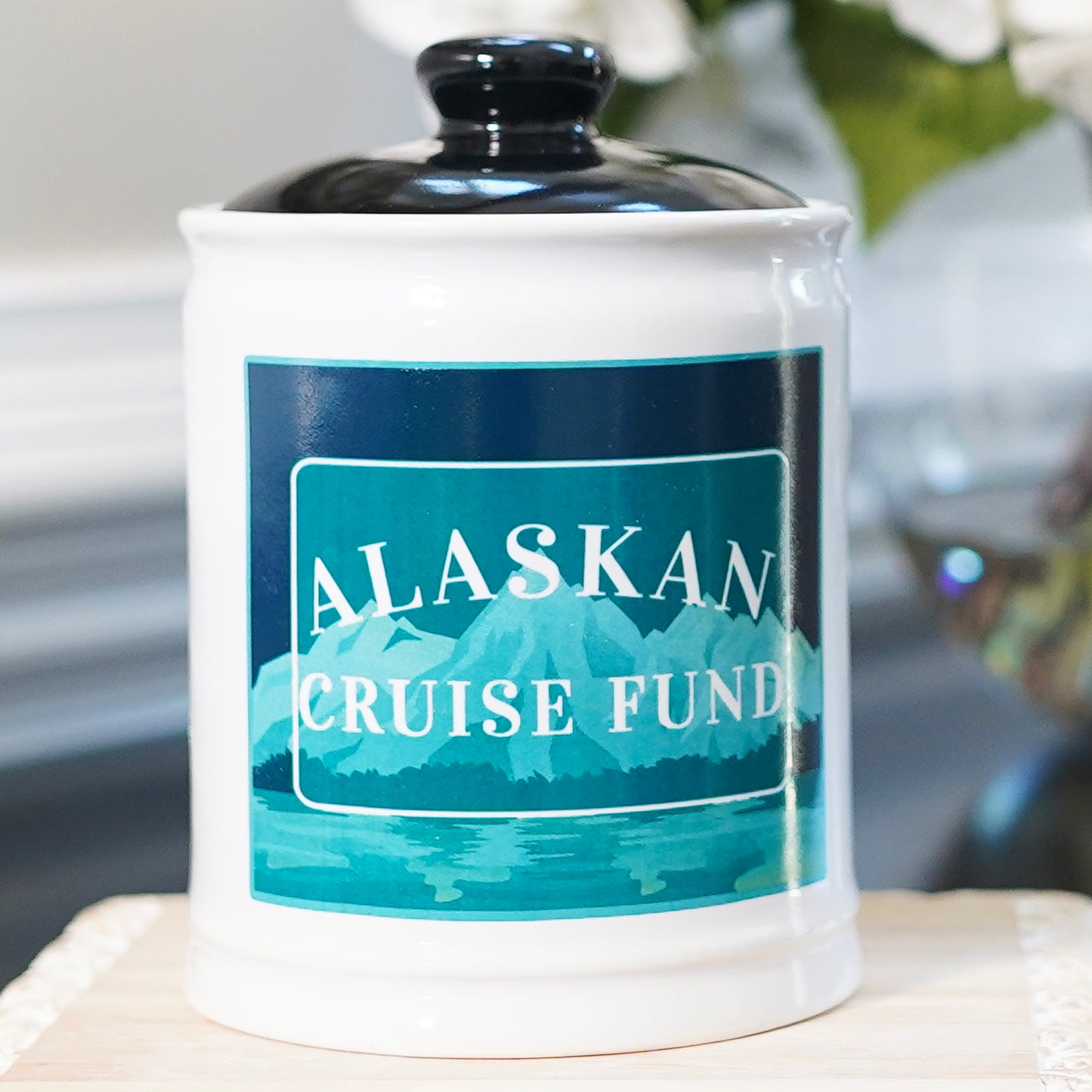 Cottage Creek Alaskan Cruise Fund Piggy Bank, Multicolored, 6" Ceramic Cruise Essentials Candy Jar
