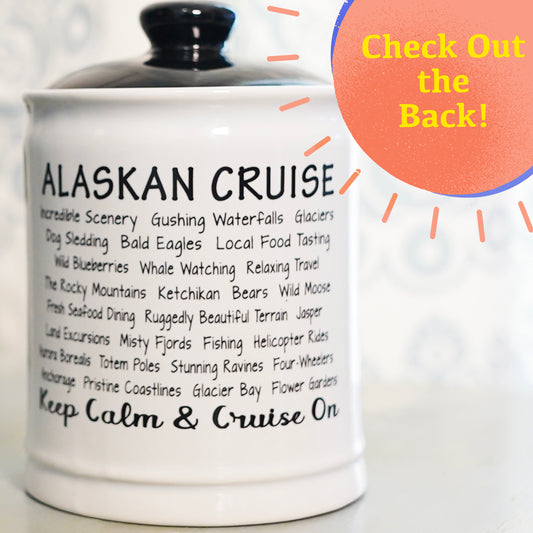 Cottage Creek Alaskan Cruise Fund Piggy Bank, Multicolored, 6" Ceramic Cruise Essentials Candy Jar