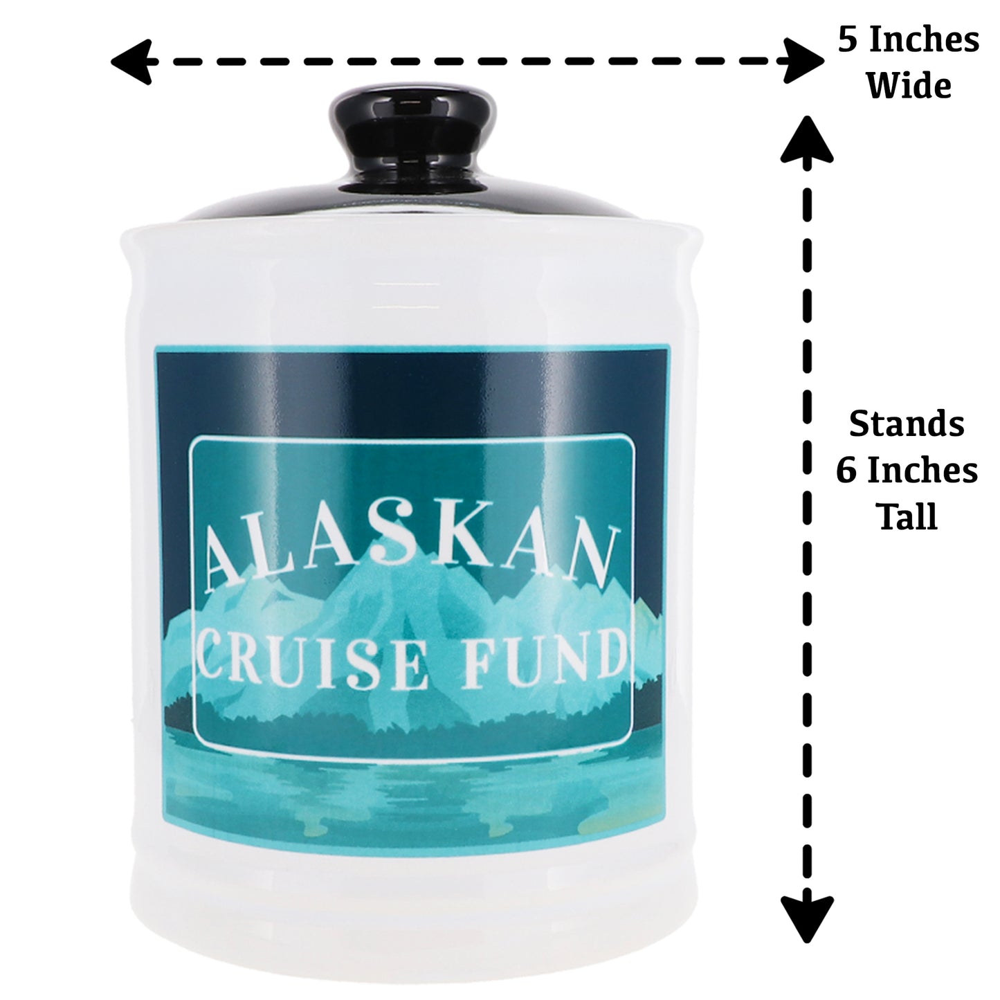 Cottage Creek Alaskan Cruise Fund Piggy Bank, Multicolored, 6" Ceramic Cruise Essentials Candy Jar