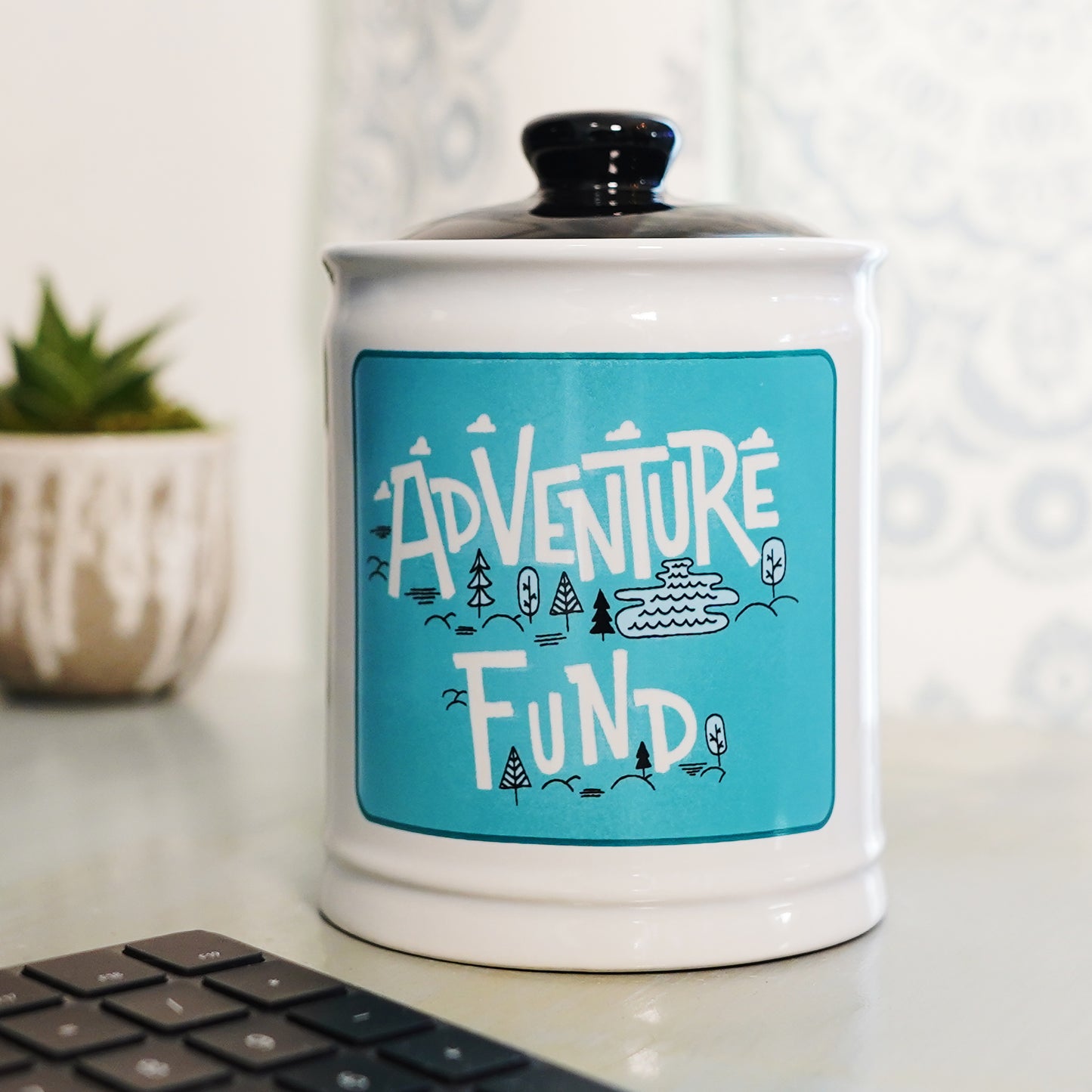 Cottage Creek Adventure Fund Piggy Bank, Ceramic, 6", Multicolored Vacation Bank