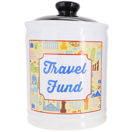 Cottage Creek Travel Fund Piggy Bank, Ceramic, 6", Multicolored Vacation Piggy Bank