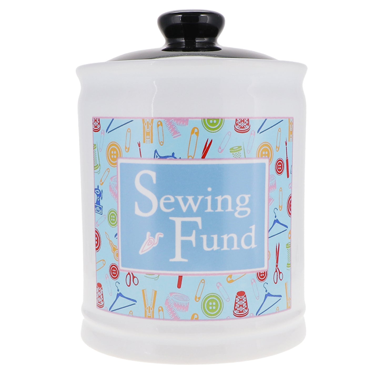 Cottage Creek Sewing Fund Piggy Bank, Ceramic, 6", Multicolored Sewing Supplies Jar