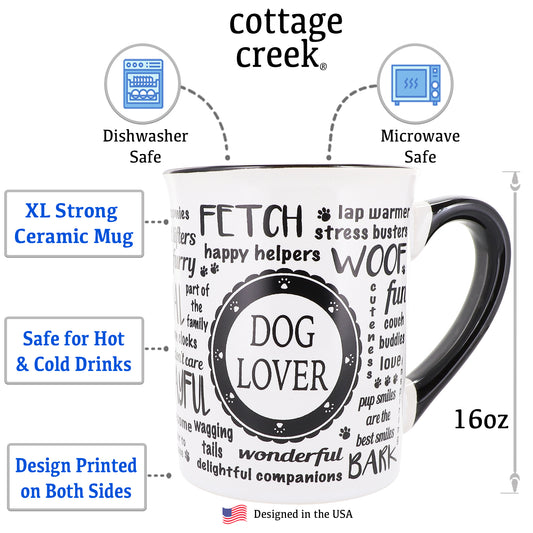 Cottage Creek Dog Lover Dog Coffee Mug, Ceramic, 16oz. Multicolored