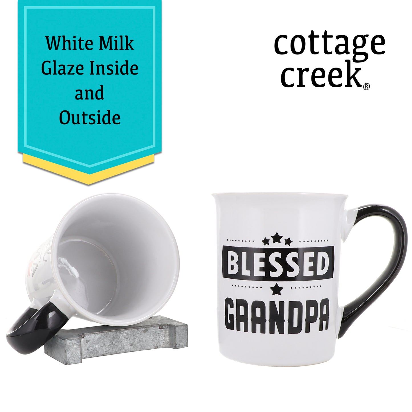 Cottage Creek Blessed Grandma Grandpa Mug Set, Two Multicolored, Ceramic, 6" Grandparent Mugs