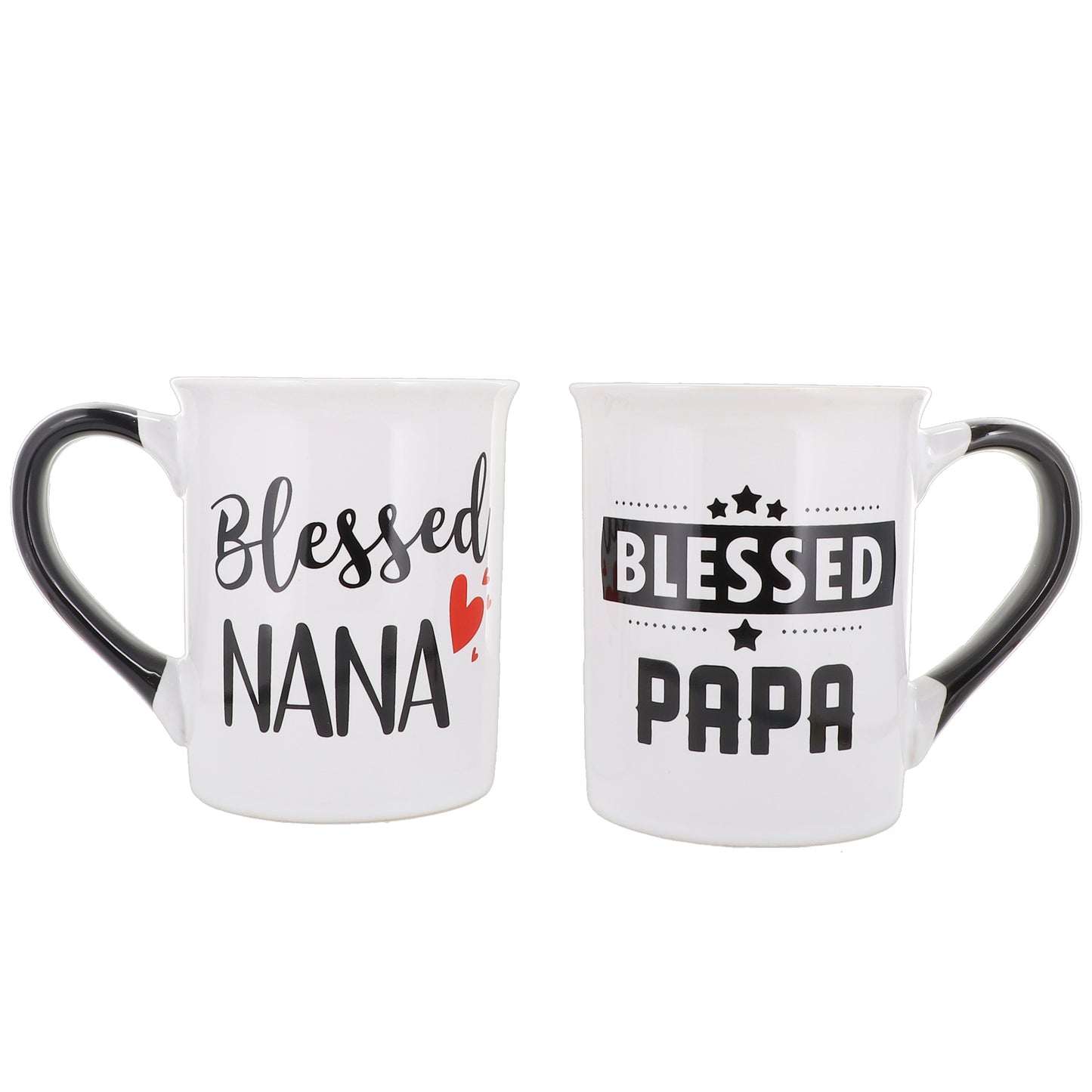 Cottage Creek Blessed Nana Papa Mugs, Multicolored, Ceramic, 6" Set of Two Grandparent Mugs