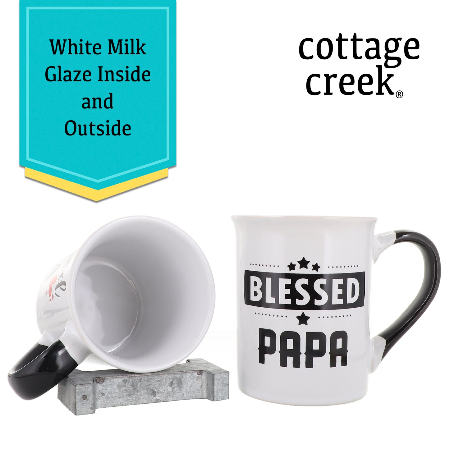Cottage Creek Blessed Nana Papa Mugs, Multicolored, Ceramic, 6" Set of Two Grandparent Mugs